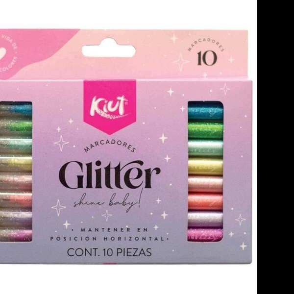MARCADORES GLITTER KIUT 550757 ESTUCHE C10 PZAS